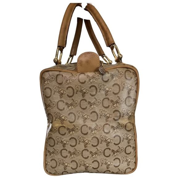 Celine Vintage Macadam Canvas Boston Bag Brown Leather Trim Made In Italy - Picture 12 of 16